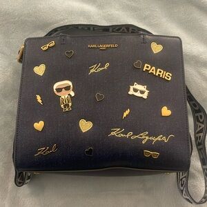 Denim like Karl Lagerfeld Bag with handle & Adjustable Guitar StrapS